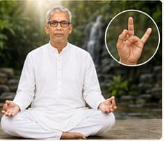 Guruji showing Apana Vayu Mudra