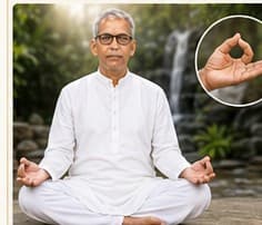 Guruji showing Gyan Mudra