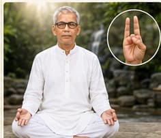Guruji showing Prana Mudra