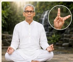 Guruji showing Prithvi Mudra